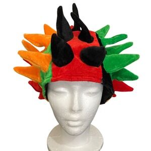 Novelty Jester Party Hat Adult Colorful Spike Plush‎ Costume Unique Black Horns
